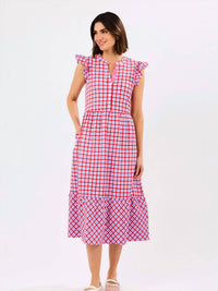 Mary Square - Riley Flutter Sleeve Gingham Dress