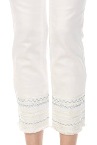 Charlie B - Slim Cropped Embroidered Hem Jeans