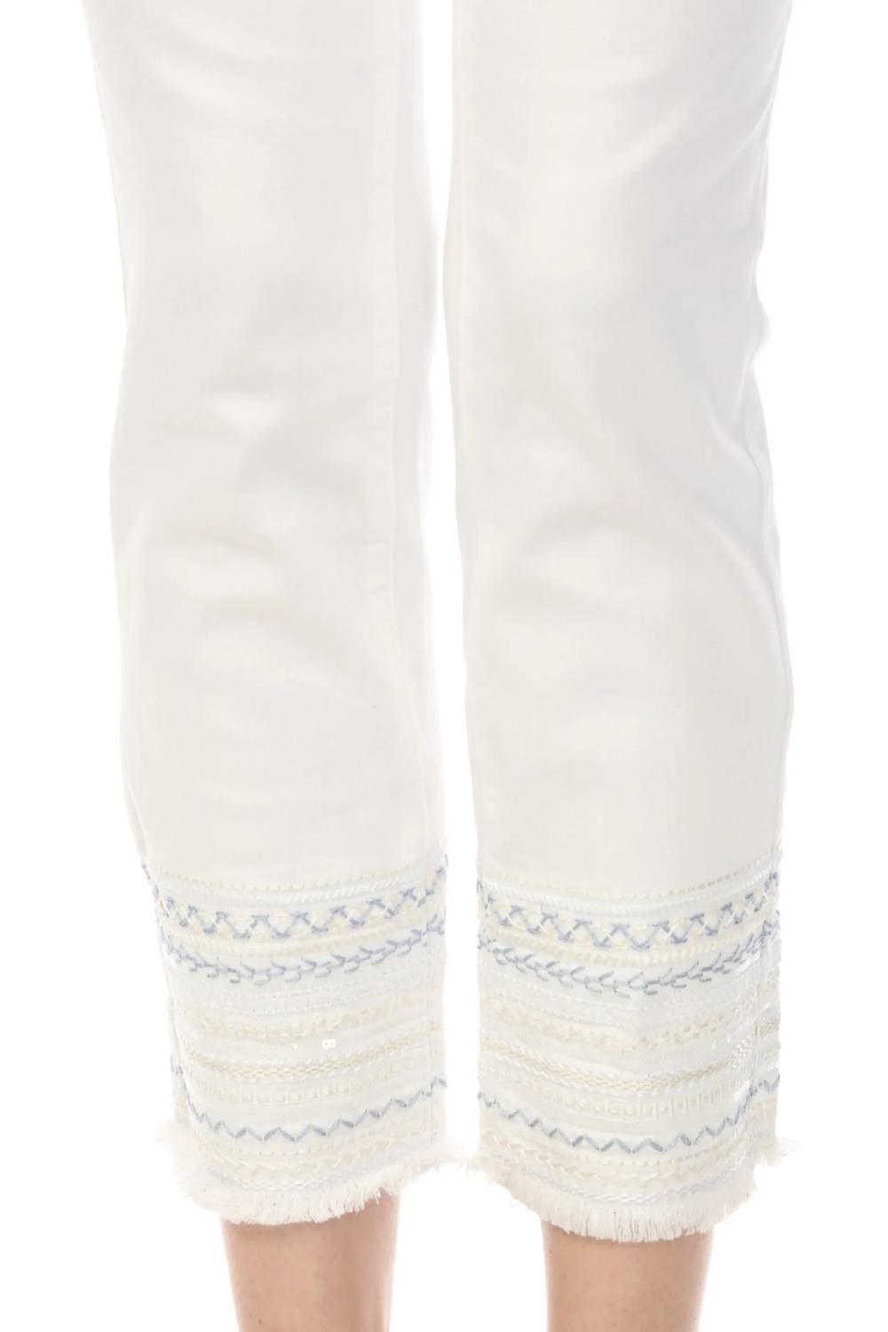 Charlie B - Slim Cropped Embroidered Hem Jeans