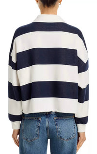 Aqua - Cropped Oversized Polo Sweater