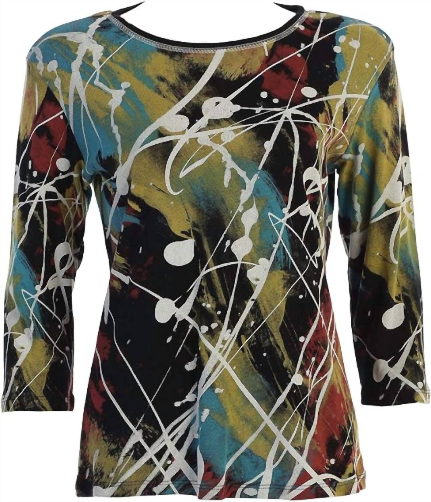 Jess & Jane - Women's Abstract Printed Cotton Top