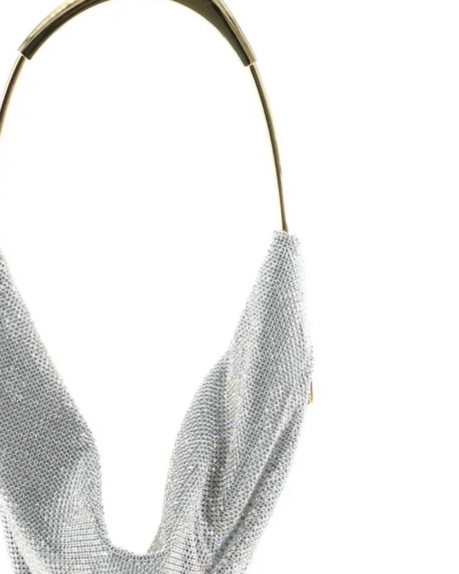 BC Handbags Women's Benedetta Mesh Crystal Top Handle Bag in silver - women's bag - detail view