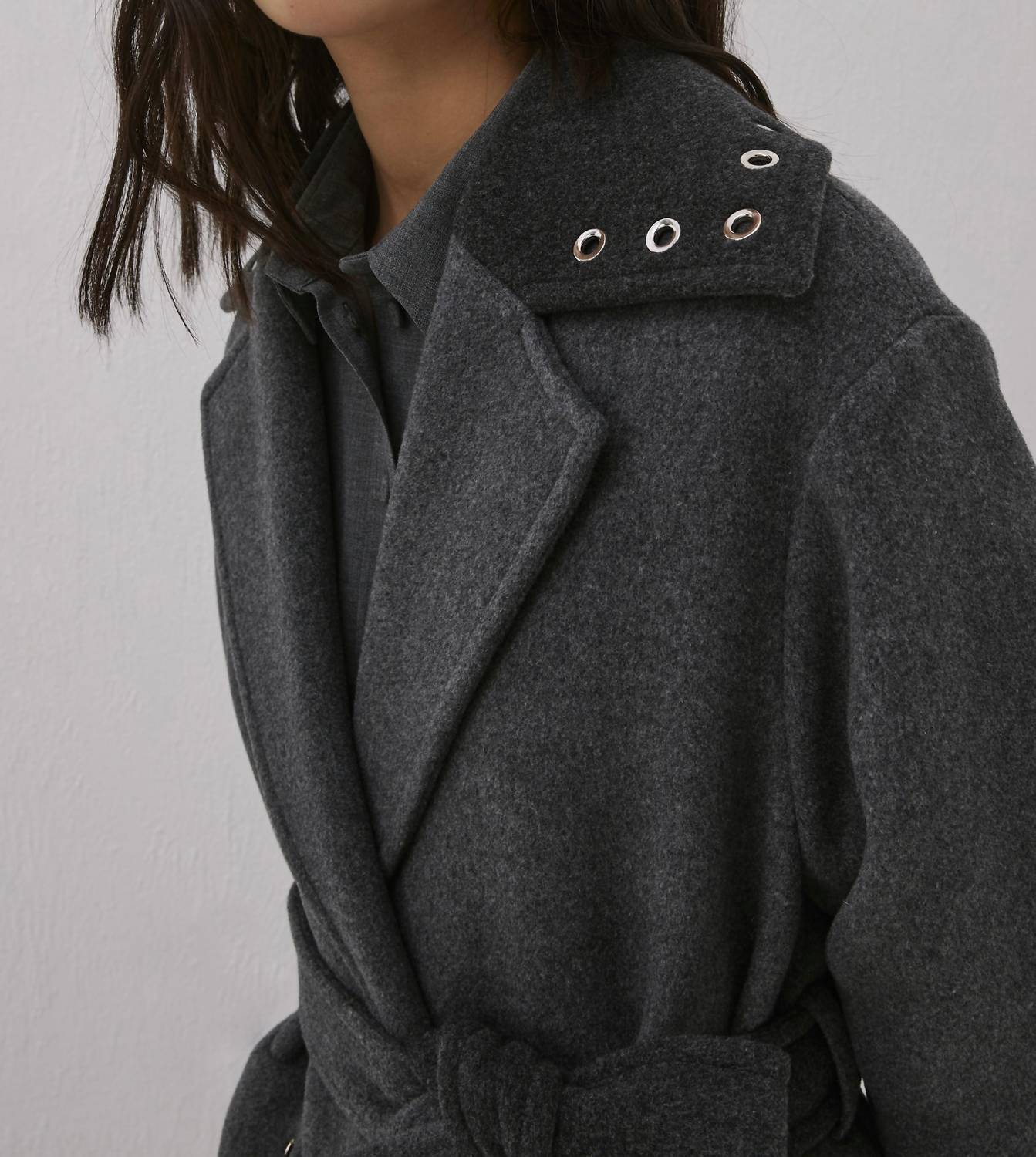 Beatrice .B - Grommet Collar Long Coat