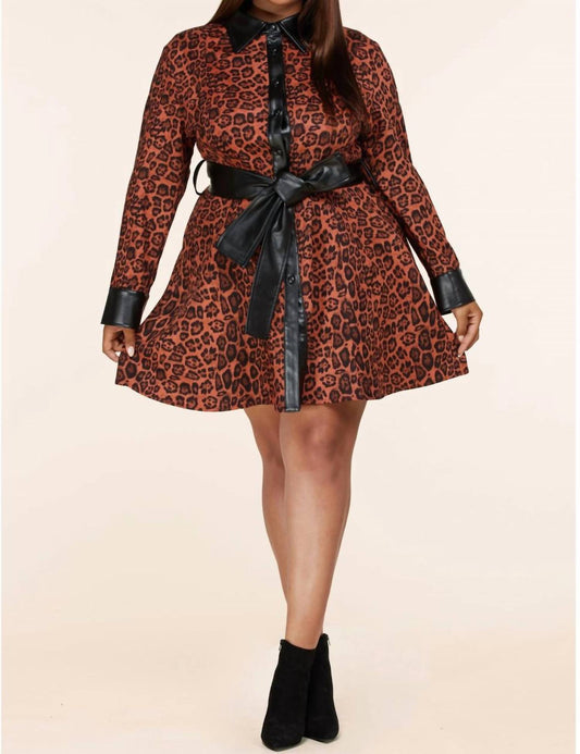 L'Atiste - Leopard Faux Shirt Dress - Plus