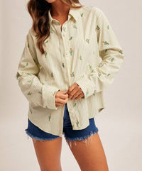 Hem & Thread - Cactus Embroidery Shirt