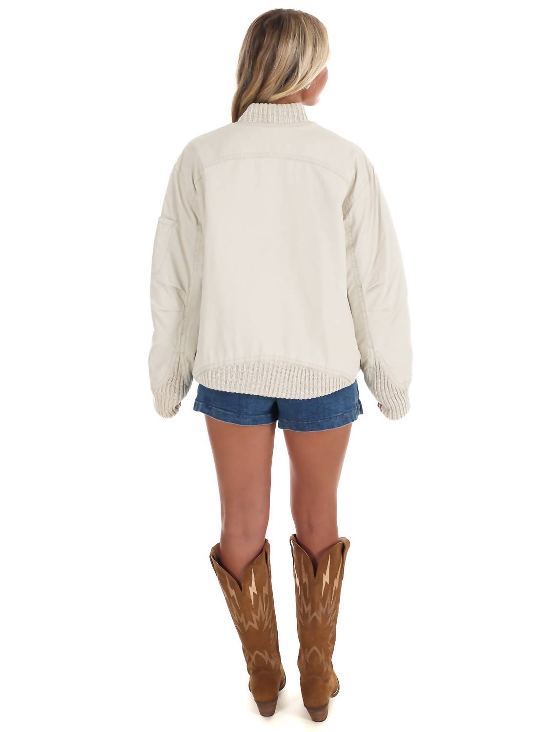 Free People - Jax Washed Zip Front Bomber Jacket