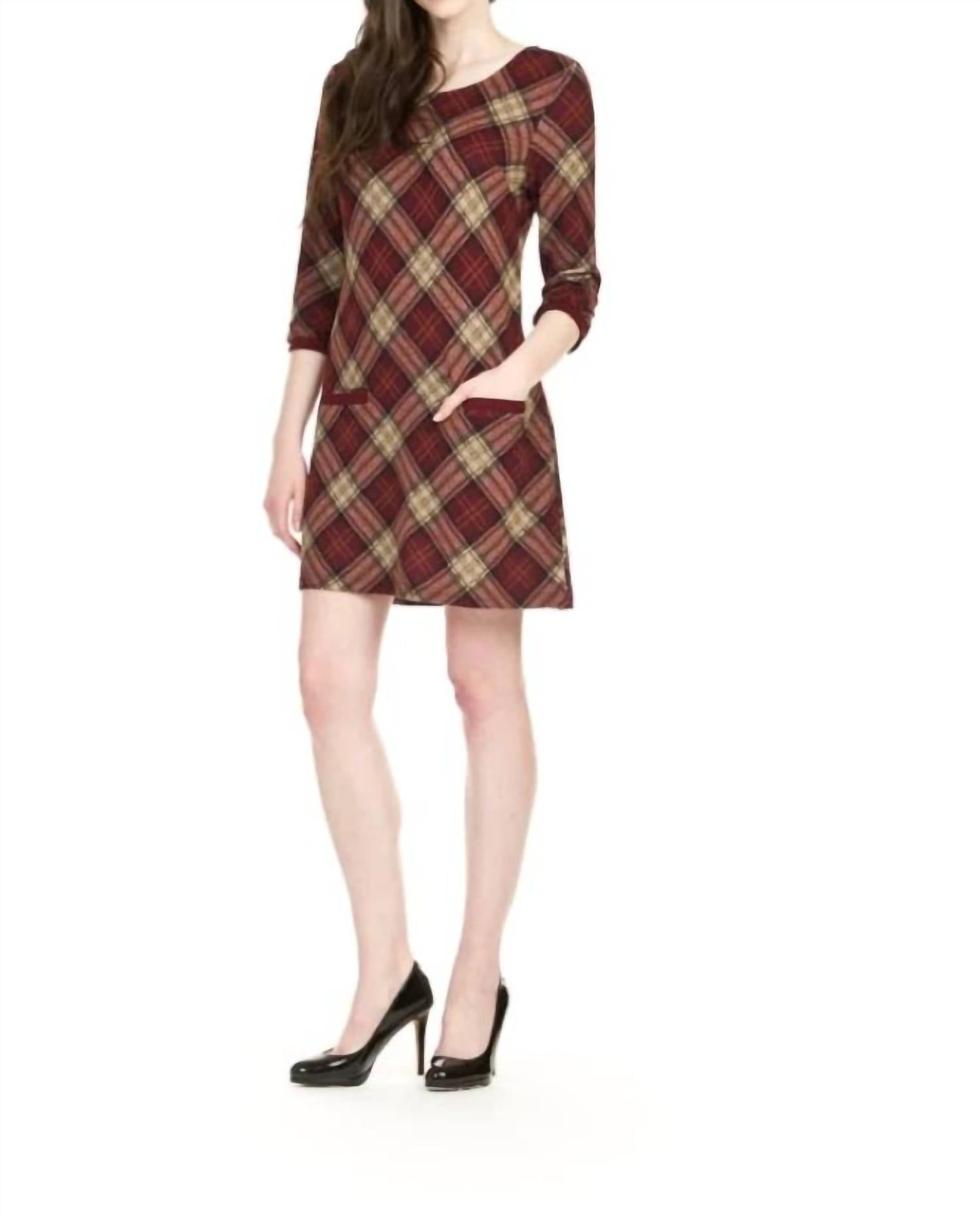 Papillon - Plaid Sweater Dress With Pockets
