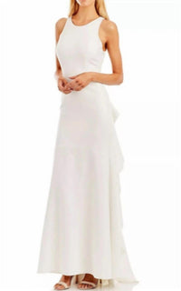 Nicole Miller - Nicole Miller Ruffle Back Crepe Formal Gown