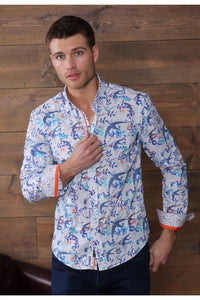 Eight X - Button Down Flying Bird Shirt With Dot Trim