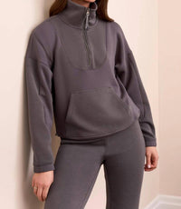 Tribal - Techno Lux Rib Zip Accent Mock Neck Sweater