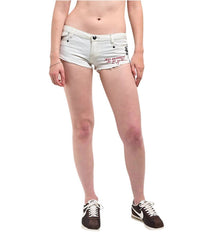 Ed Hardy Horses Micro Denim Shorts in ivory - women's shorts