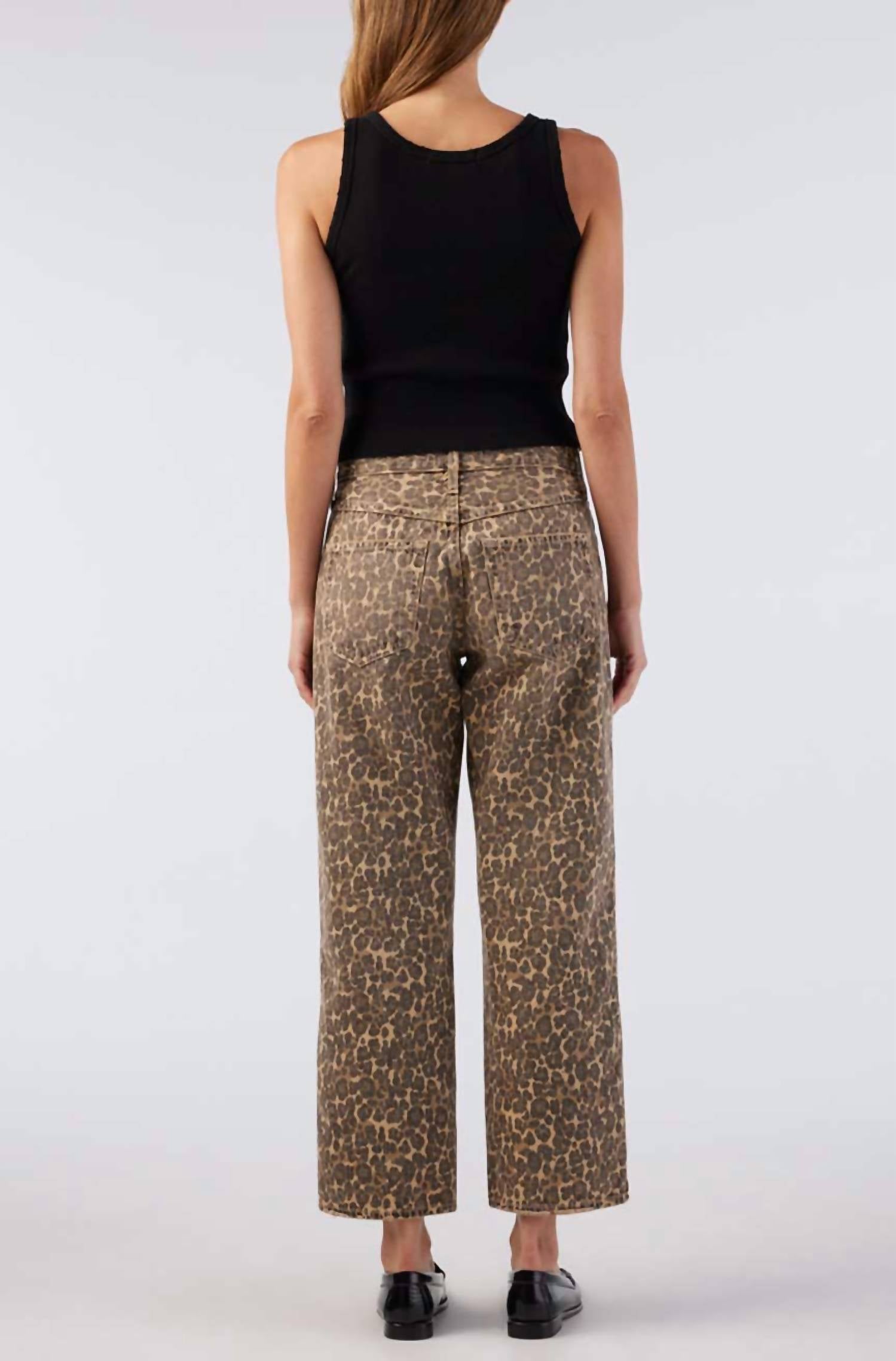 AMO Billie Wide Straight-Leg Jeans in leopard - women's pants - alternate view