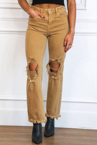 Risen - Riva Distressed High Rise Straight Jeans