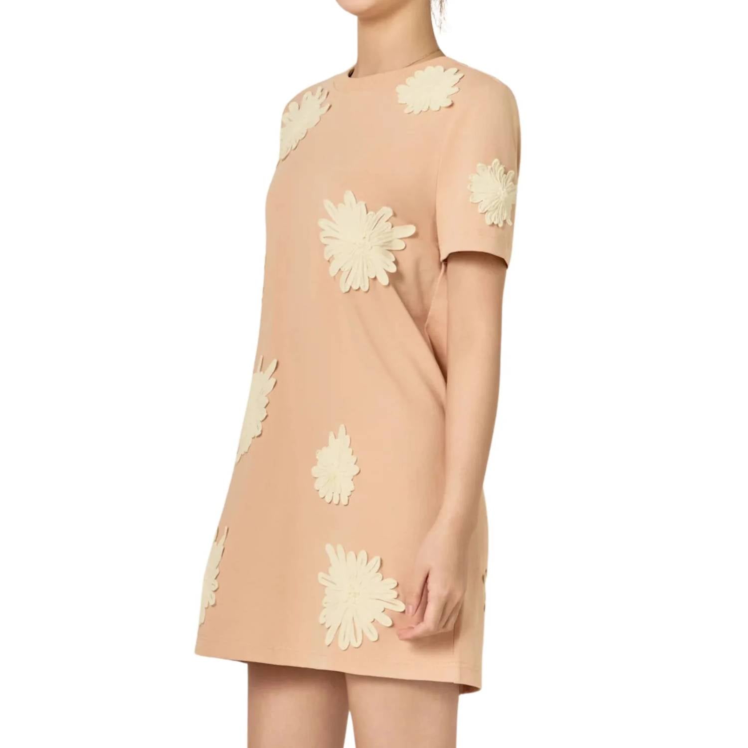 English Factory - Floral Appliqué Mini T-shirt Dress
