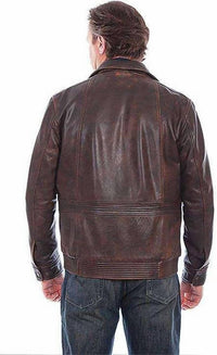 Scully - Dark Rugged Lamb Zip-front Leather Jacket