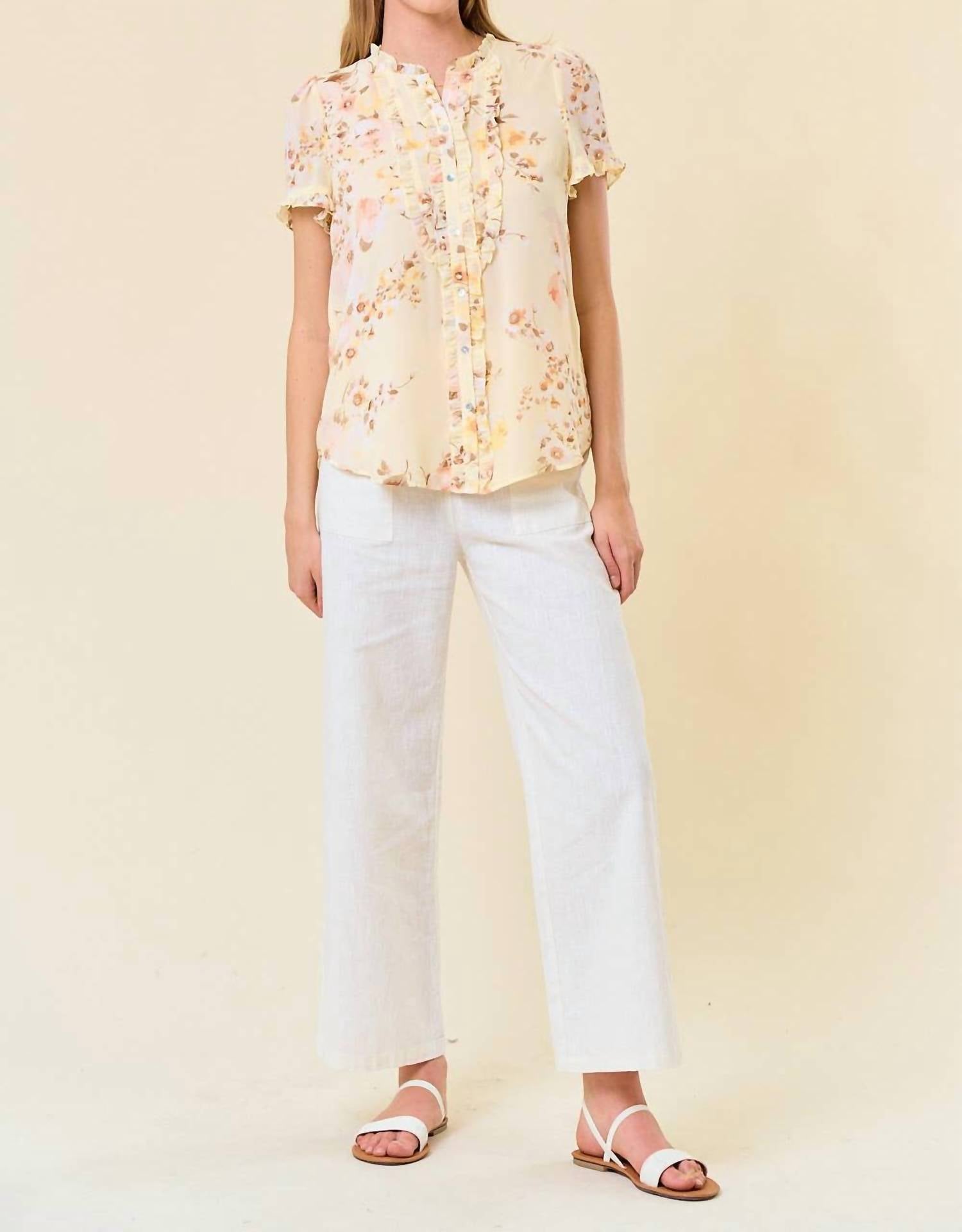 Doe And Rae - Frilled Button Down Blouse