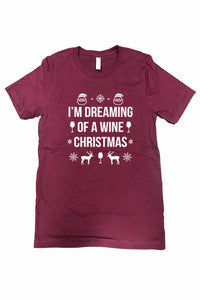 Urbanarteez - Women's Dreaming Of A Wine Christmas Tee - Plus
