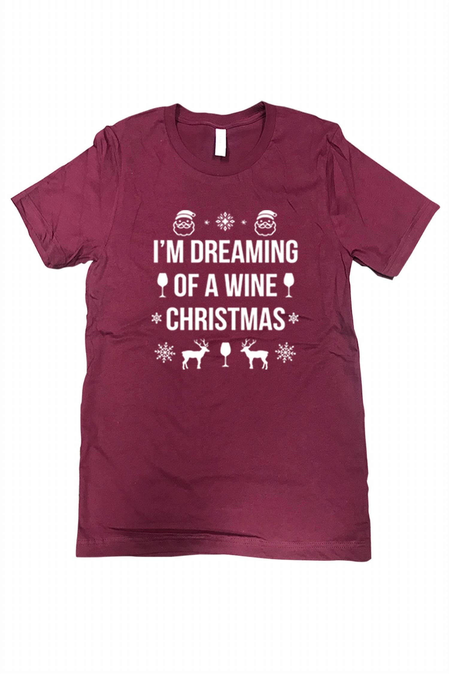 Urbanarteez - Women's Dreaming Of A Wine Christmas Tee - Plus