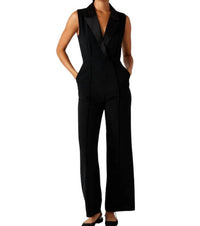 Steve Madden - Iva Satin Tuxedo Collared Jumpsuit
