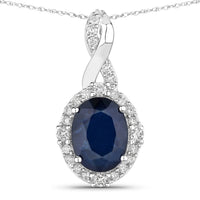 Diana M Jewels - Women's Oval Natural Sapphire Pendant Necklace (1.72 Ct) - Classic