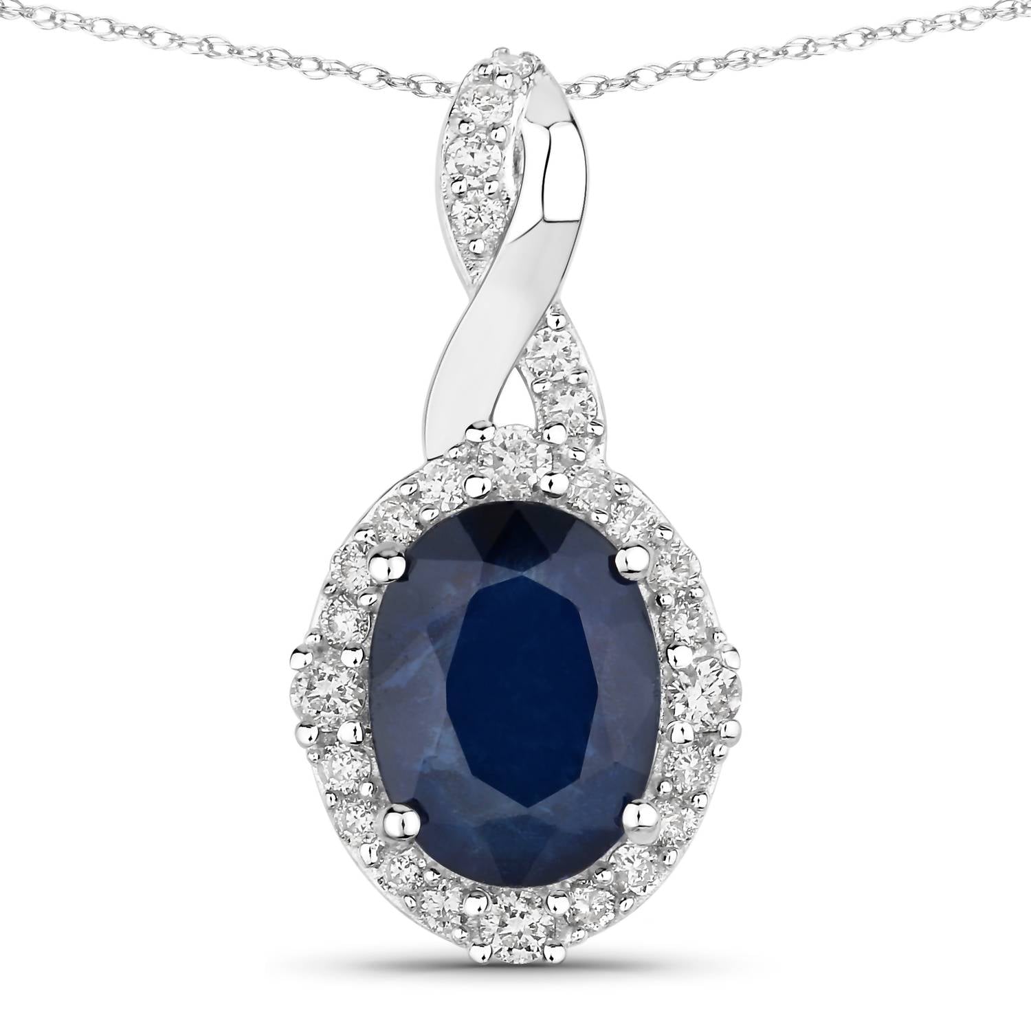 Diana M Jewels - Women's Oval Natural Sapphire Pendant Necklace (1.72 Ct) - Classic