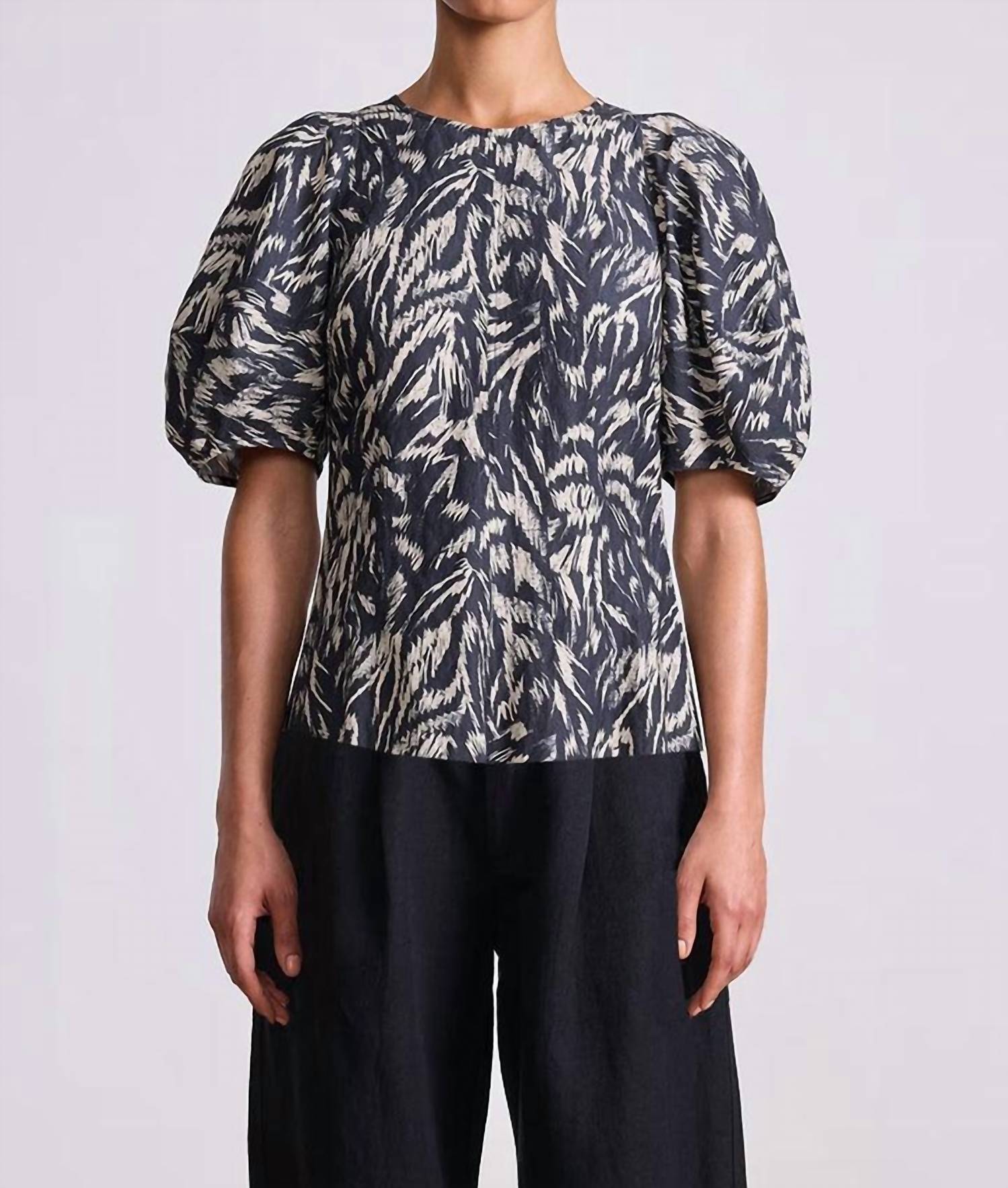 APIECE APART Lino Top in abstract animal midnight - women's blouse