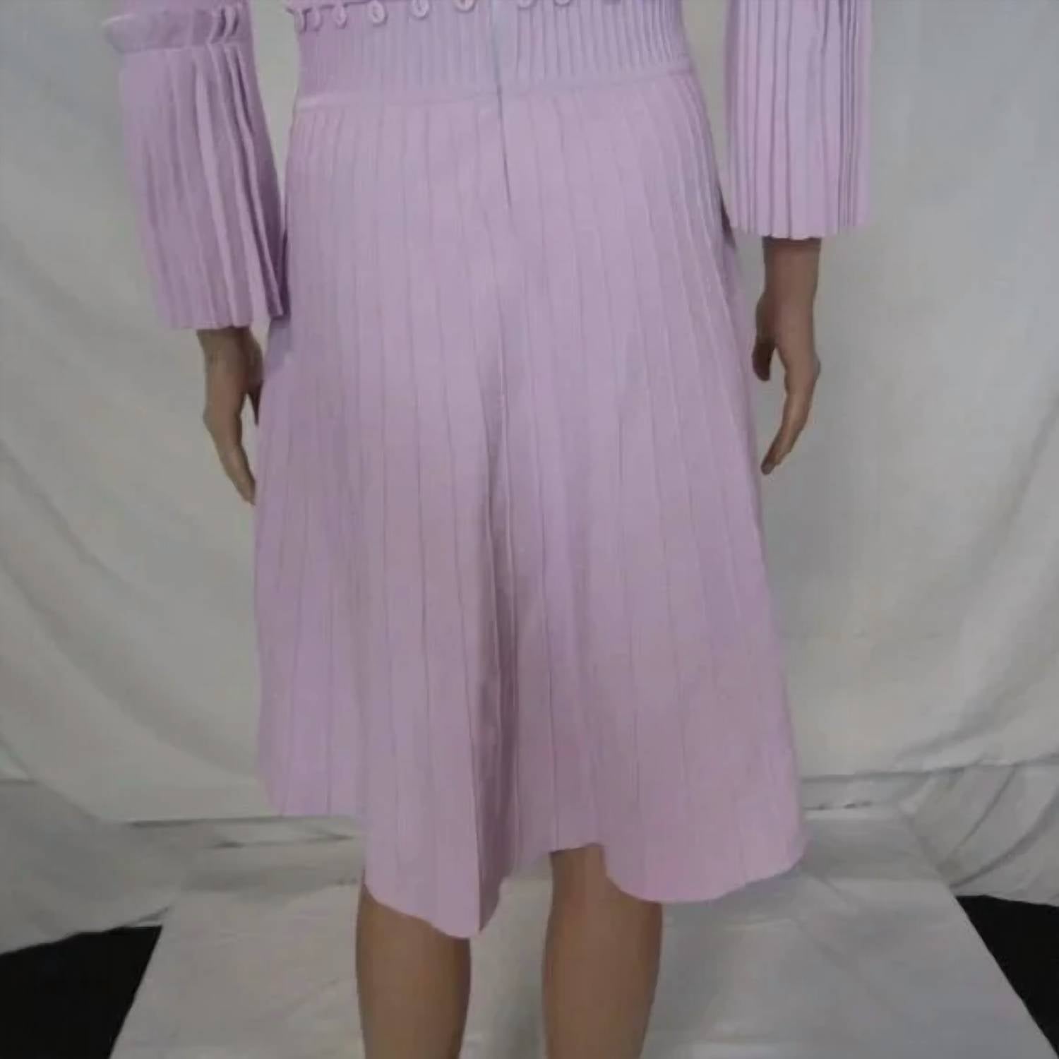 Lela Rose - Women's Pleated Long Sleeve Fit & Flare Dress