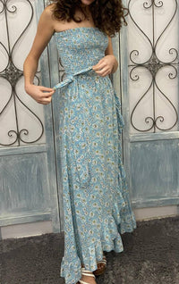 Skemo - Strapless Floral Long Dress