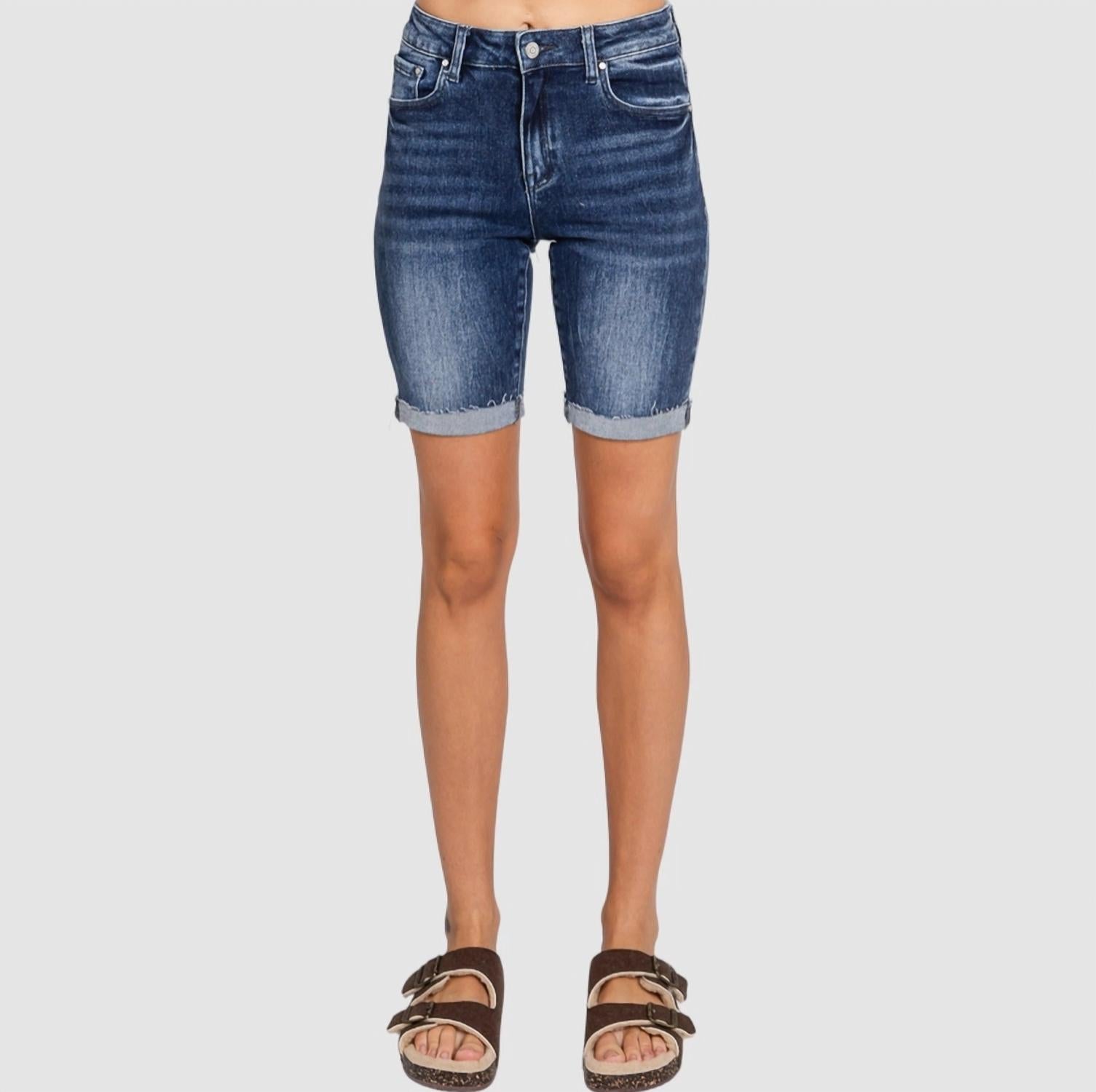 Petra153 - High Rise Bermuda Cuffed Hem Short
