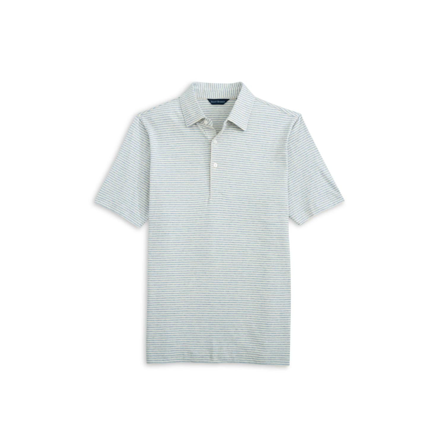 Scott Barber - Men's Linen Blend Stripe Polo