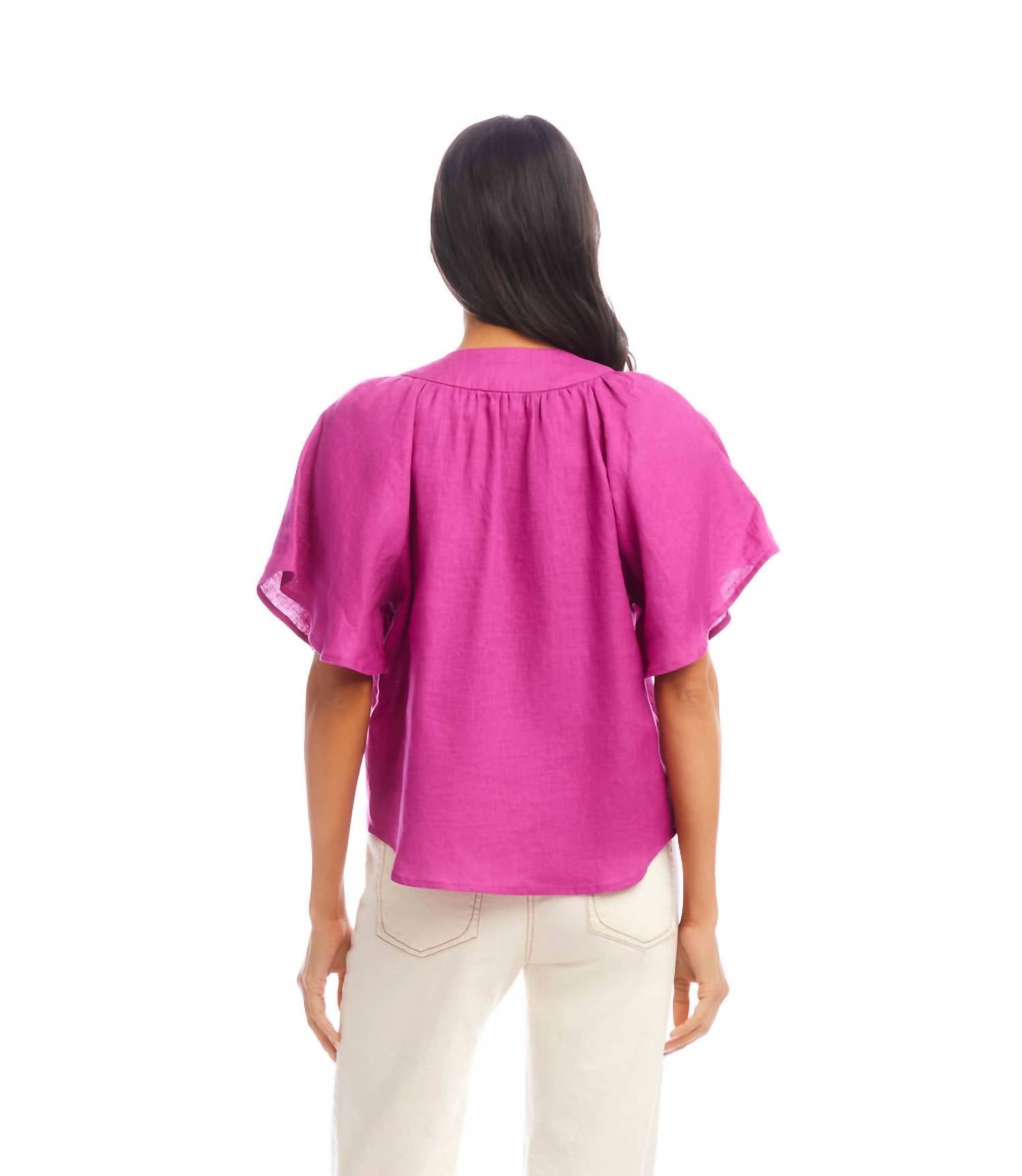 Karen Kane - Linen Flutter Sleeve Top