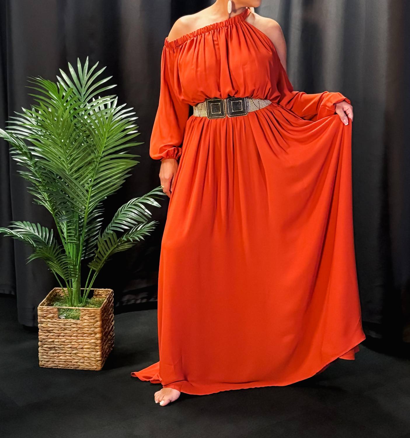 Nina Cheyenne - Rust Radiance Maxi Dress
