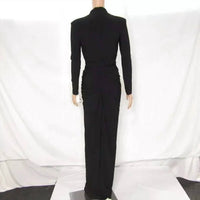 Betsy & Adam - Women's Stretch Ruched High Neck Long Gown