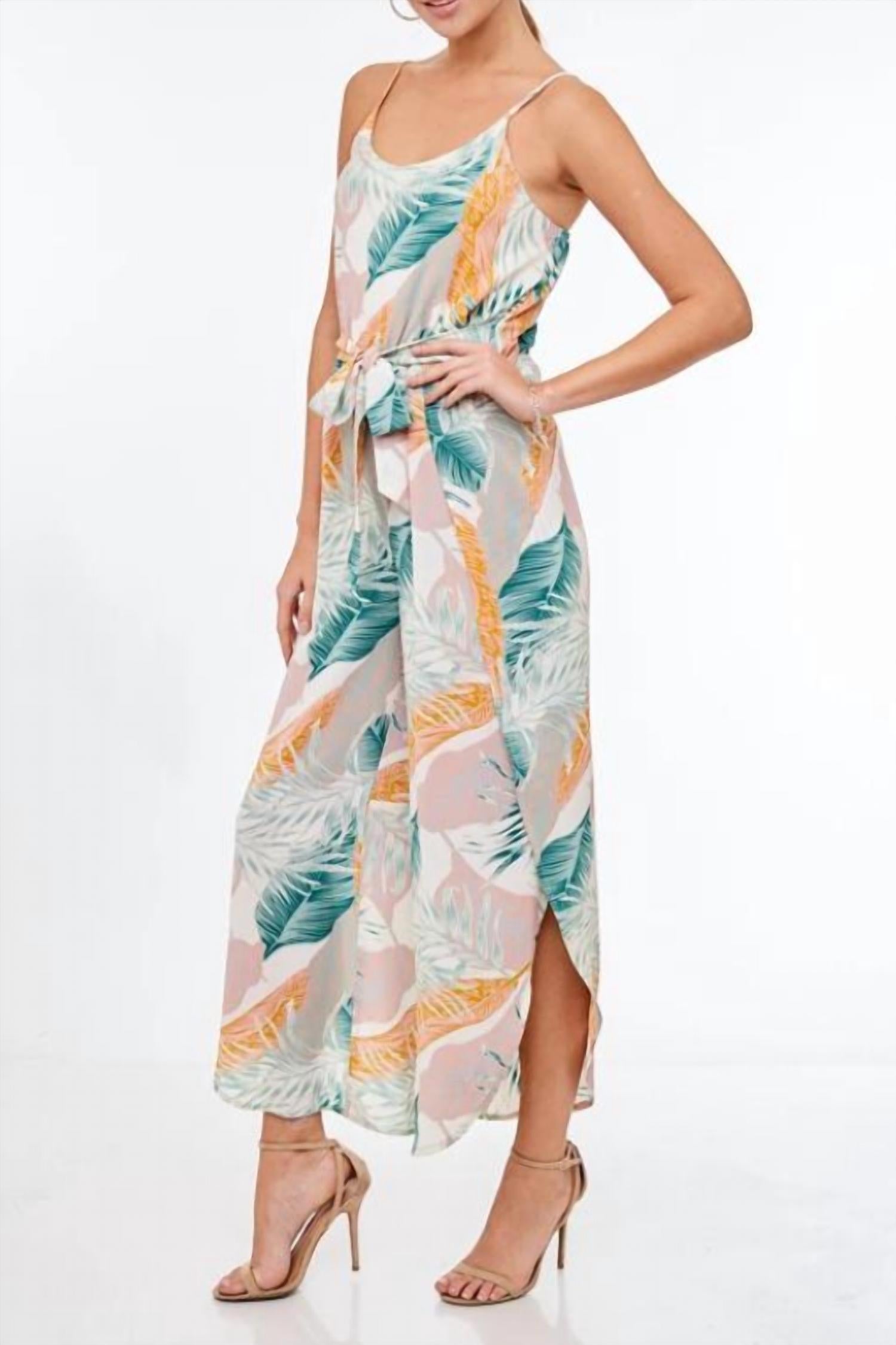 Llove - Tulip Cut Tropical Jumpsuit