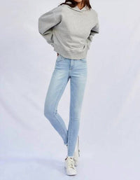 The Denim Lab - Mid Rise Raw Hem Skinny Jeans