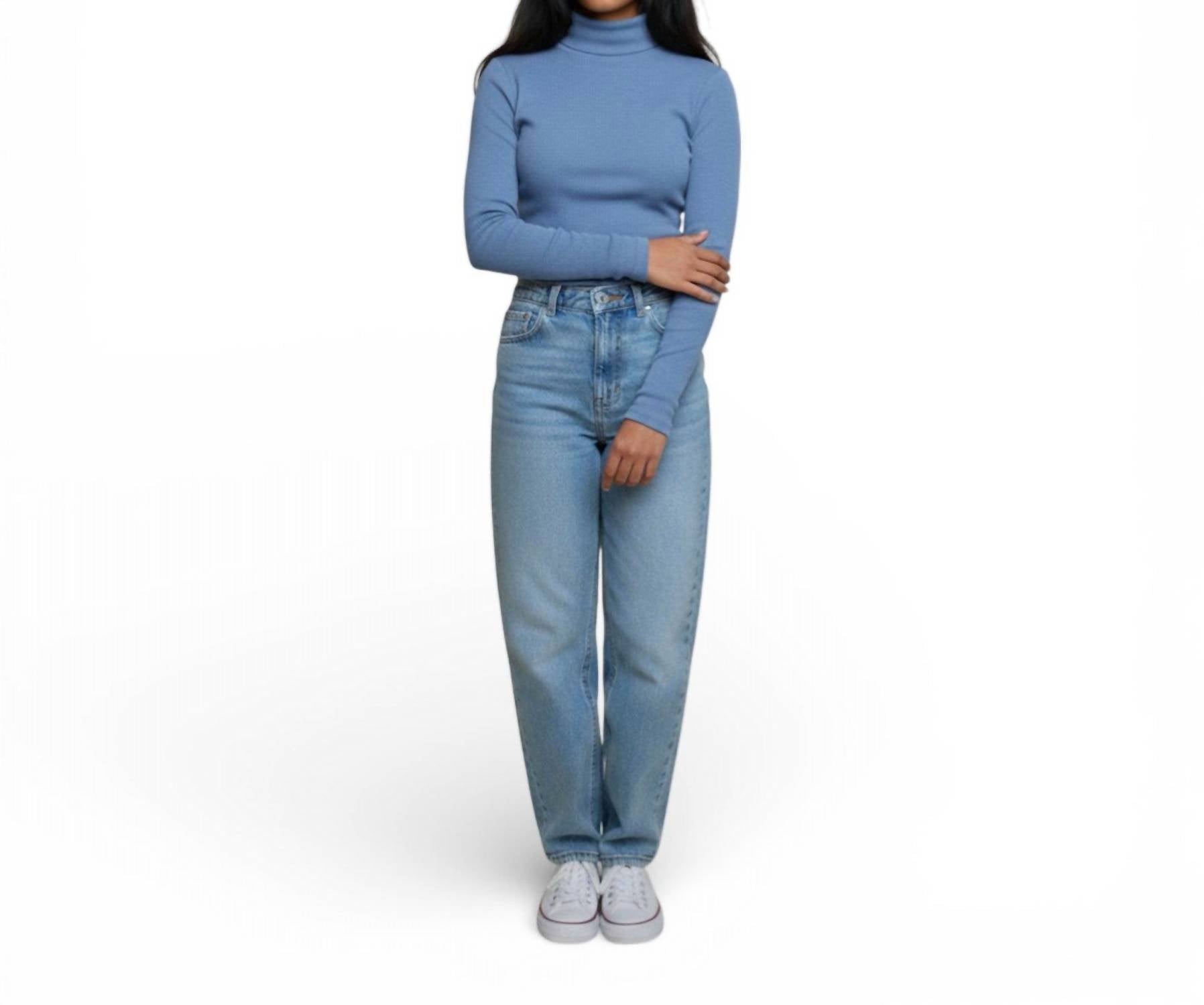 Ambar - Mock Neck Long Sleeve Cotton Rib Top