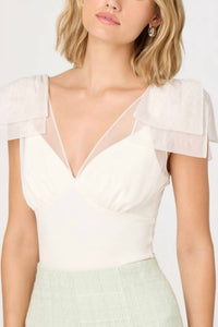 ASTR Maelie Fitted Bodysuit in white - women's shirt - detail view