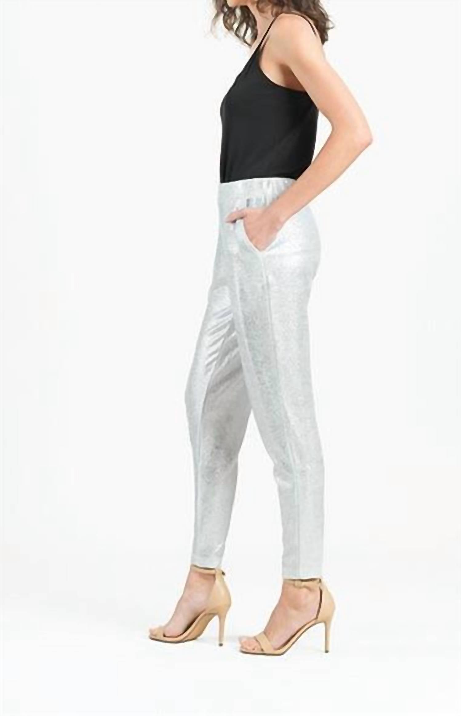 CLARA SUNWOO Shimmer Pants in silver - women's pants - detail view