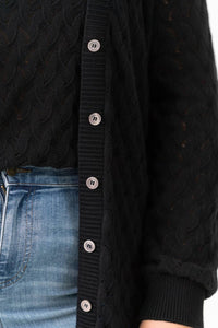 Minnie Rose - Cotton Cashmere Pointelle Cardigan - Plus