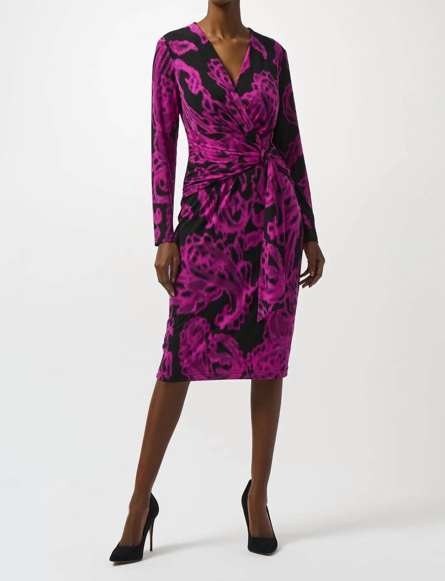 Joseph Ribkoff - Paisley Print Faux Wrap Sheath Dress