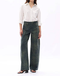 Bayeas - High Rise Leopard Print Barrel Leg Jeans