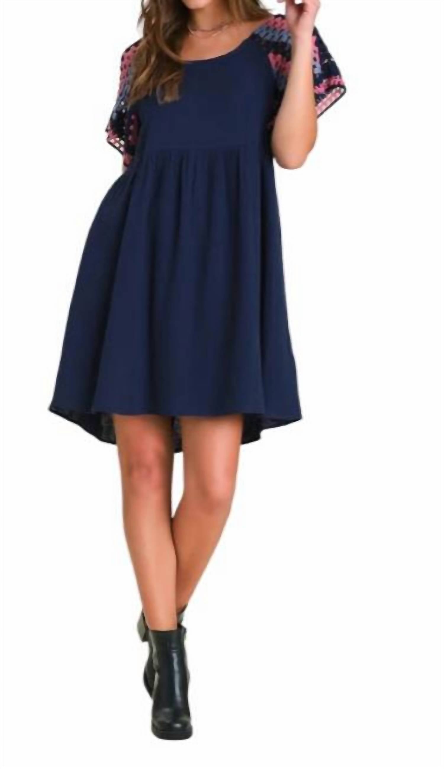 Umgee - Gauze Fabric Crochet Sleeve Dress