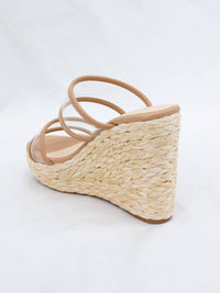 Let'S See Style - Women's Rita Raffia Clear Two Strap Wedge Sandals