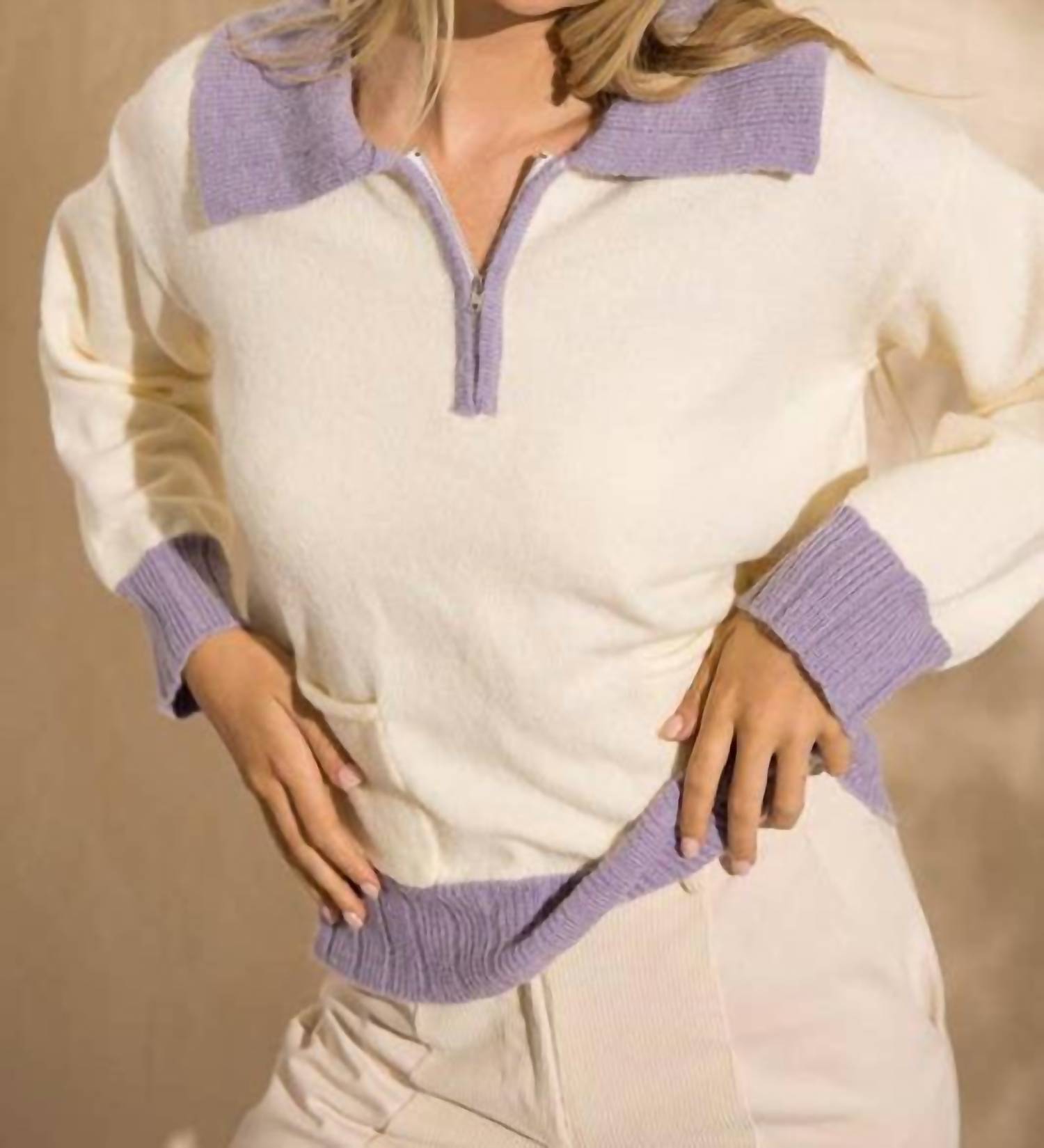 Papermoon - Jessi Colorblock Zip Sweater