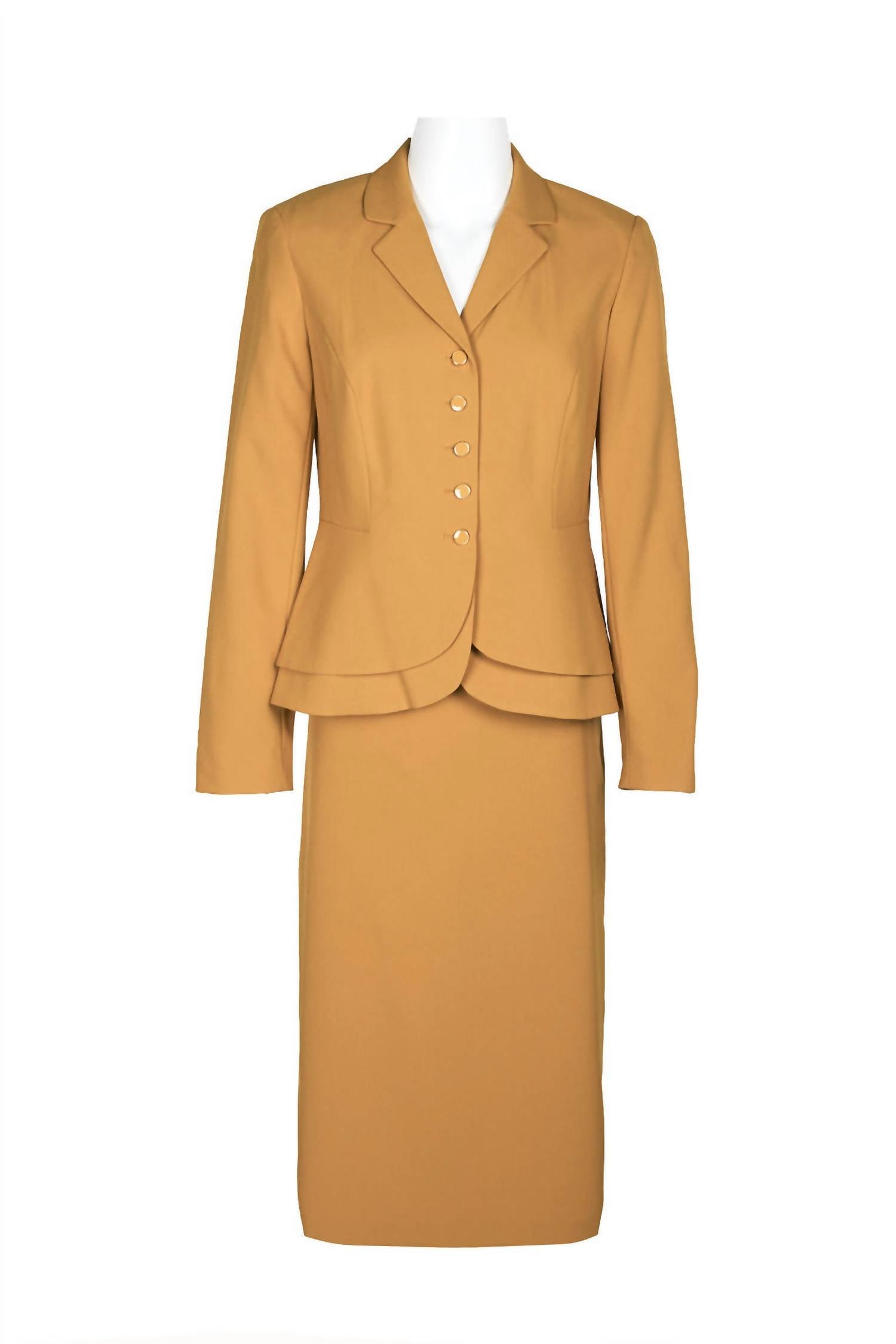 Emily... - Women's Notched Collar Tiered Hem Jacket & Slit Skirt Set