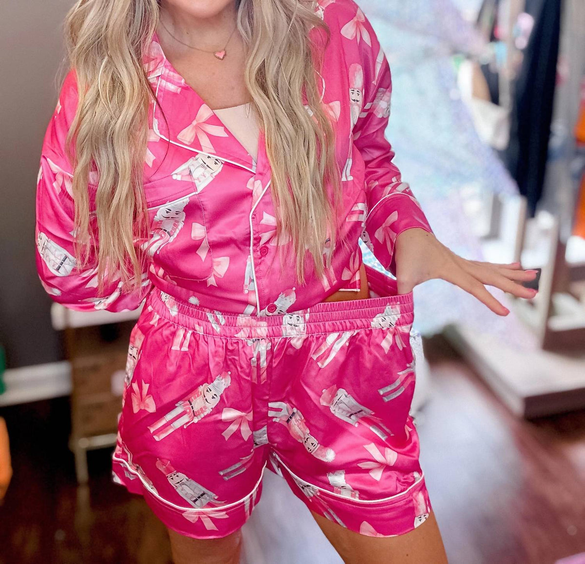 Peach Love - Nutcrackers And Bow Pajama Set