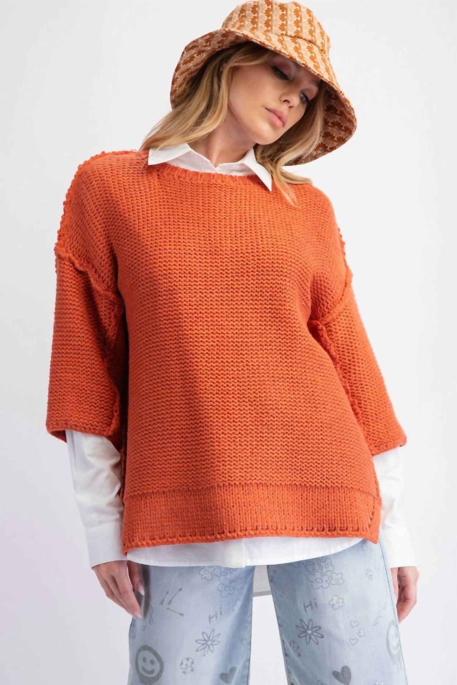 Easel - Cozy Chunky Pullover Knit Sweater