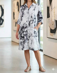 Dress Addict - Jiji Long-sleeve Button Down Dress