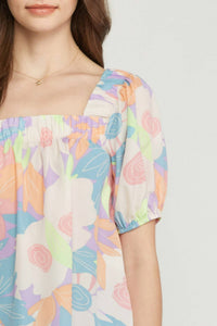 entro Floral Square Neck Blouse in multi - women's blouse - view 5