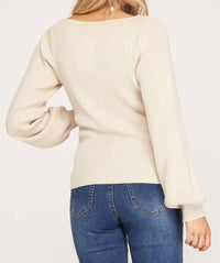 She + Sky - Long Sleeve Knit Sweater Top